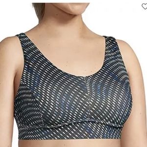 Xersion Train Sports Bra XXL Bias Dots black blue Quick-dri Removable Cups